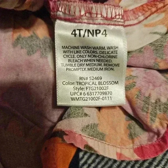 Faded Glory Girls Red and Pink Multicolor Ruffled Summer Dress Size 4T - Picture 5 of 9